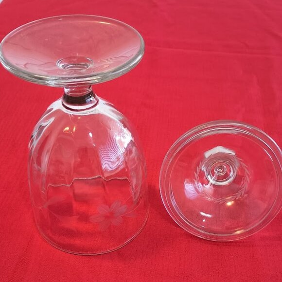 Etched, Floral Glass Footed Pedestal Covered Apothecary Candy Jar - Picture 4 of 7